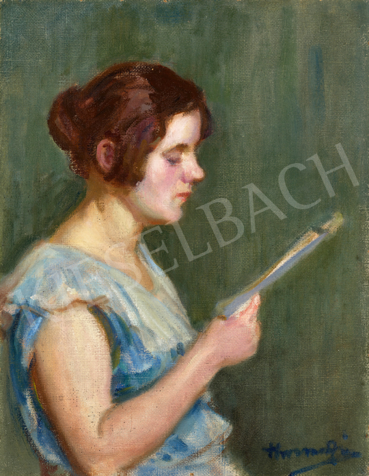 Thorma, János - Girl in a Blue Blouse Reading | 68th Auction auction / 172 Lot