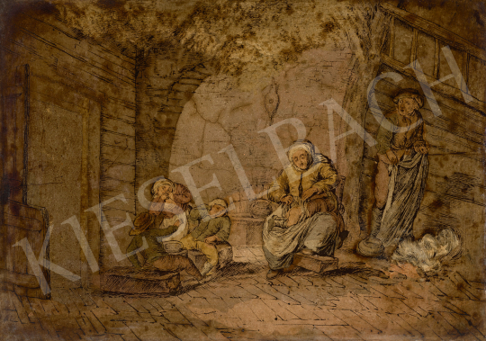  Köpp Farkas (Wolfgang Köpp) - Családi jelenet, 1800 körül | 68. Aukció aukció / 183 tétel