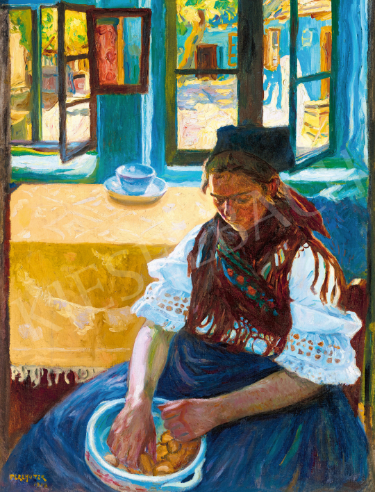  Perlmutter Izsák - Kilátás a napsütéses udvarra, 1908 | 68. Aukció aukció / 196 tétel