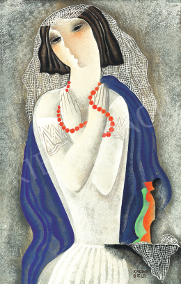  Kádár, Béla - Art Deco Girl with Red Pearls 