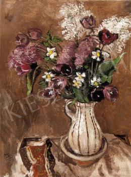 Biai-Föglein, István - Still Life of Purple Tulips and White Daffodils 