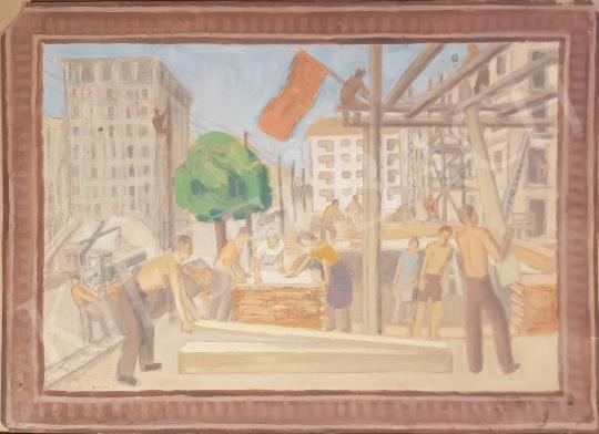 Eladó Bor Pál - Épülő Sztálinváros festménye