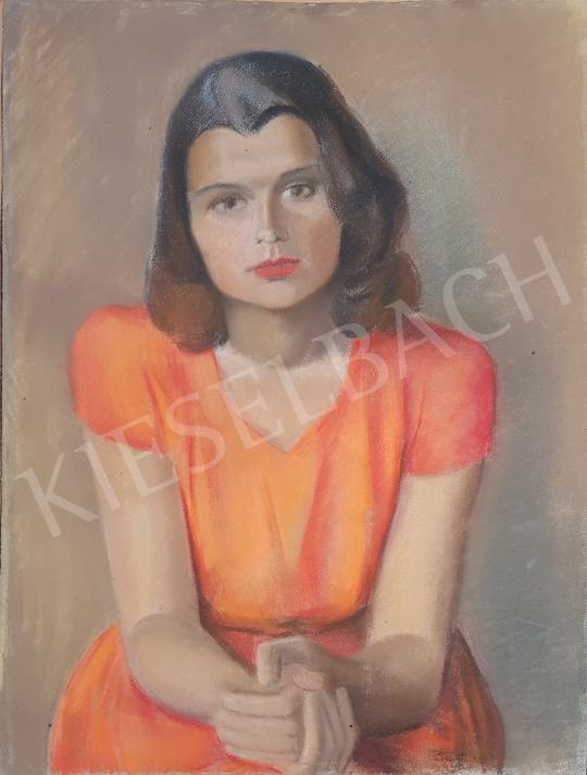 Eladó Bor Pál - Piros ruhás lány  festménye