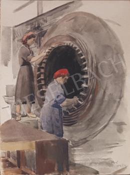 Bor Pál - Gyári munkások ( Épülő szocializmus) 1954  
