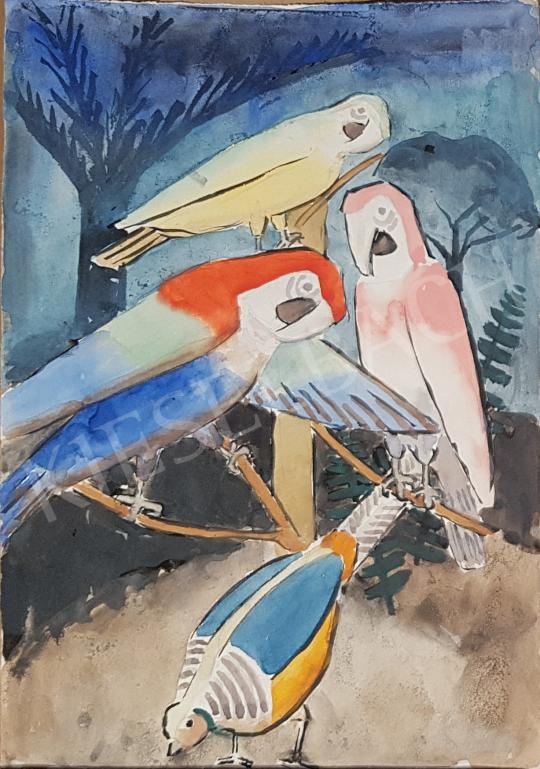 Eladó Bor Pál - Art Deco Papagájok  festménye