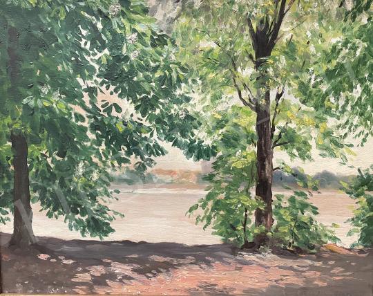 For sale Edvi, Illés Ödön - Late spring day on the Danube bank at Vác (Chestnut tree flowering) 1939 's painting