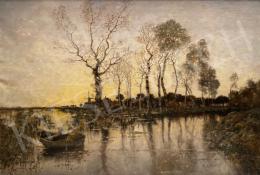  Karl Heffner  - Autumn riverside with boats 