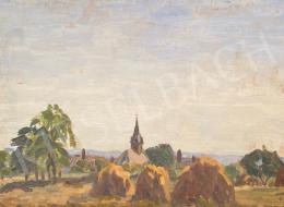  Endre, Béla -  Landscape with church tower 