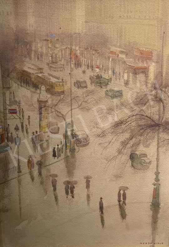 For sale Hende, Vince - Budapest detail with tram and cars 1943 's painting