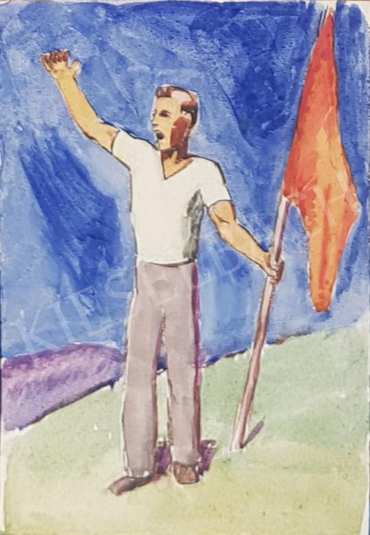 Eladó Bor Pál - Szabadság ( Zászlót tartó férfi)  festménye
