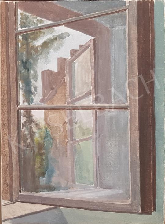Bor Pál - Kilátás az ablakon át  festménye