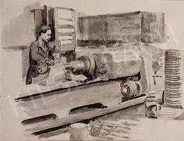 Bor Pál - Szaki az eszterga gépnél a Ganz gyárban  