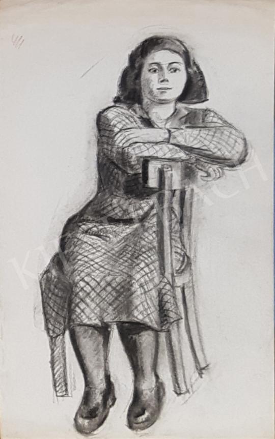 Eladó Bor Pál - Széken pihenő fiatal lány  festménye