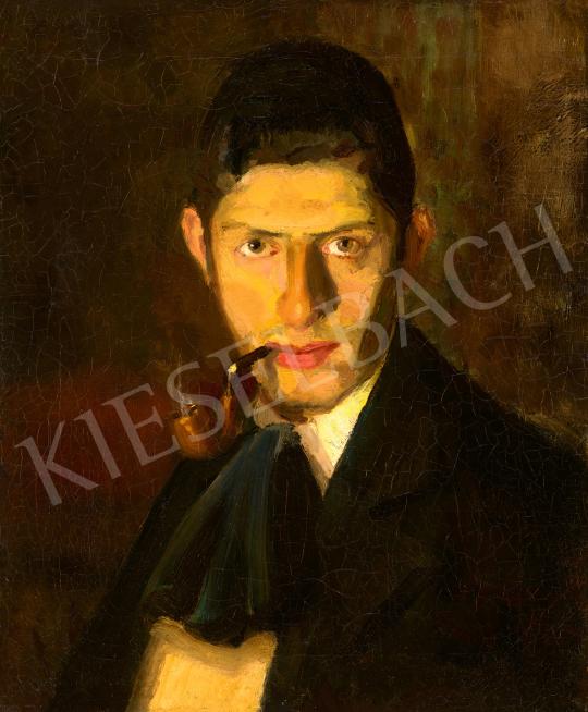 Berény, Róbert - Self-Portrait with a Pipe, 1905 painting