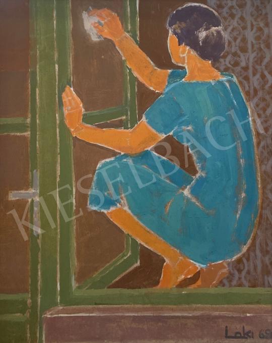 Eladó  Laki Ida - Takarító hölgy 1969  festménye