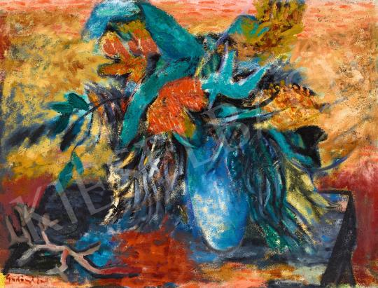 Eladó Gadányi Jenő - Virágcsendélet kék vázával festménye