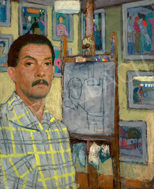  Czene, Béla jr. - Self Portrait in a Yellow Plaid Shirt (Painting in a Painting) painting