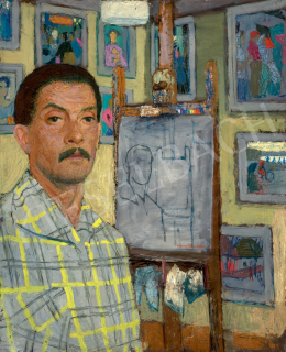  Czene, Béla jr. - Self Portrait in a Yellow Plaid Shirt (Painting in a Painting) 
