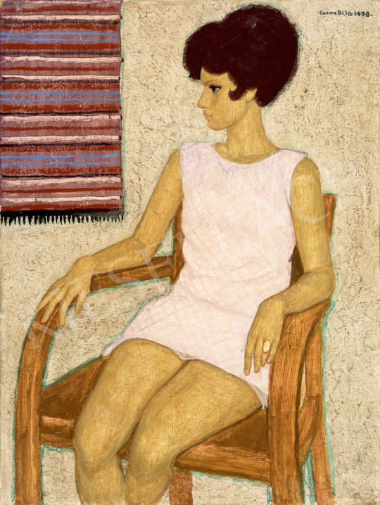  Czene, Béla jr. - Girl in a Pink Dress, 1970  painting