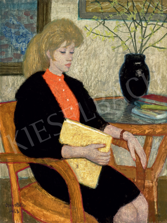  Czene, Béla jr. - Model with a Yellow Book, 1963  painting