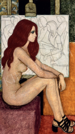  Czene, Béla jr. - Red Haired Nude in Black Sandals, 1971  