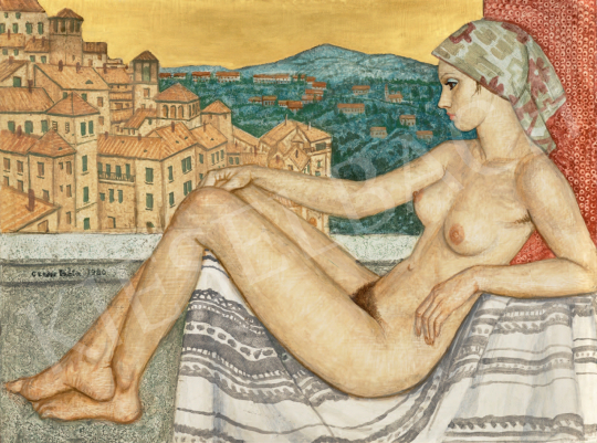 Czene, Béla jr. - Nude with Italian Landscape in the Background (Perugia), 1980  painting