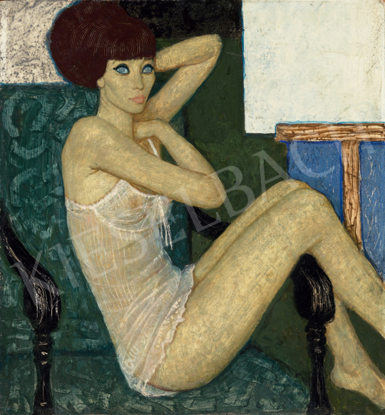  Czene, Béla jr. - Panka in a Camisole, c.1970 painting