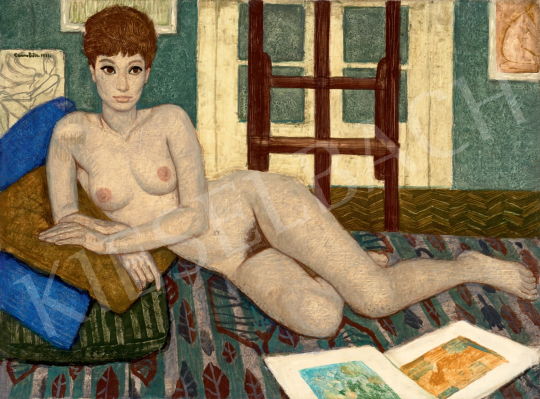  Czene, Béla jr. - Reclining Nude in front of Easel, 1971  painting