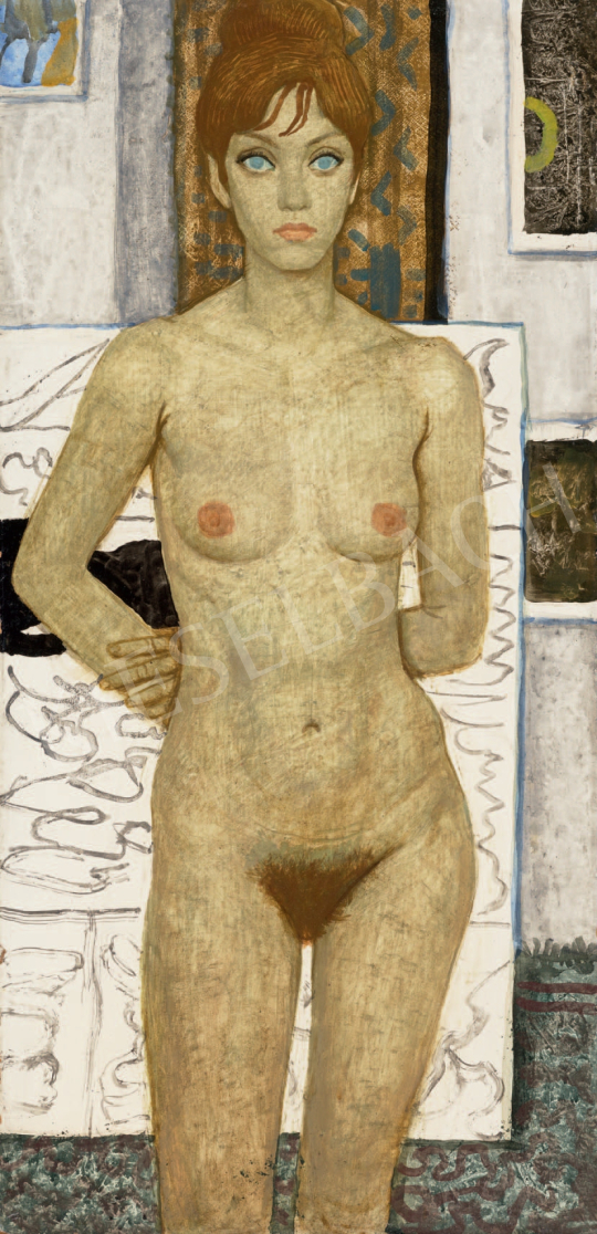  Czene, Béla jr. - Nude with Her Hands Behind Her Back, c. 1970  painting