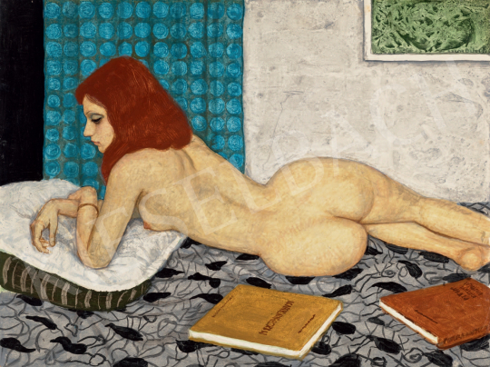  Czene, Béla jr. - Reclining Nude with Books, 1975  painting