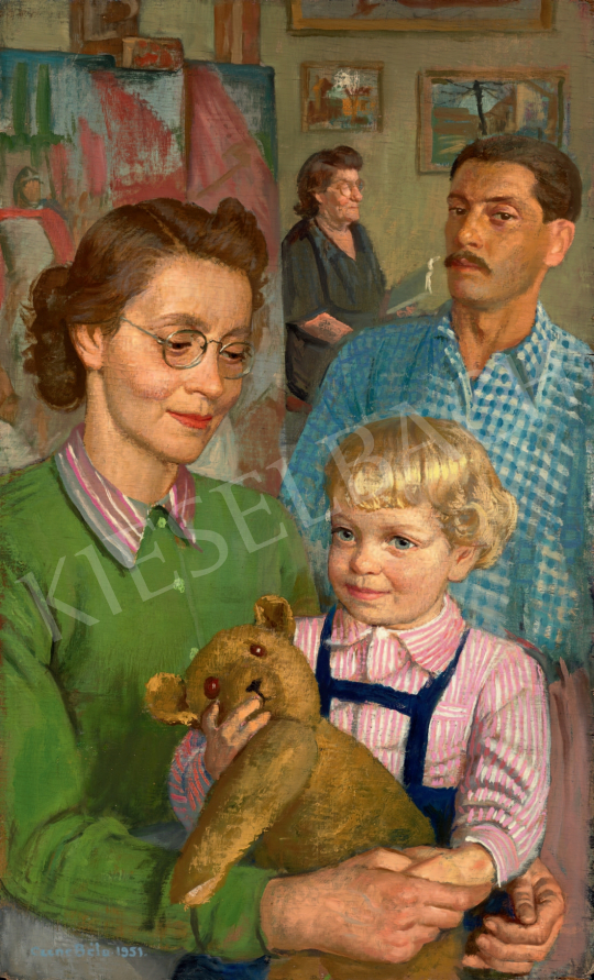  Czene, Béla jr. - My Family with Teddy Bear (Dózsa-painting in Progress), 1951  painting