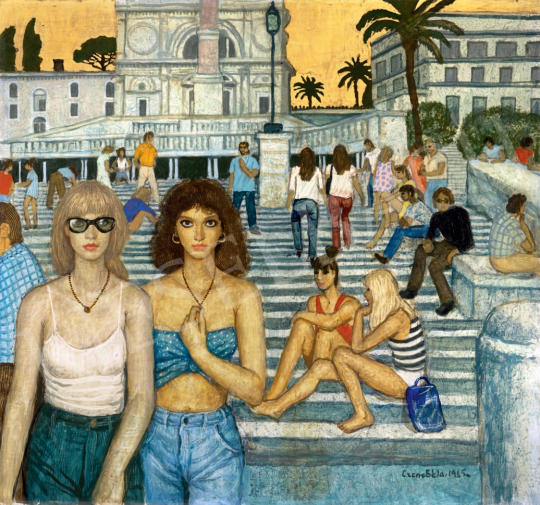  Czene Béla - Piazza di Spagna, 1985  festménye