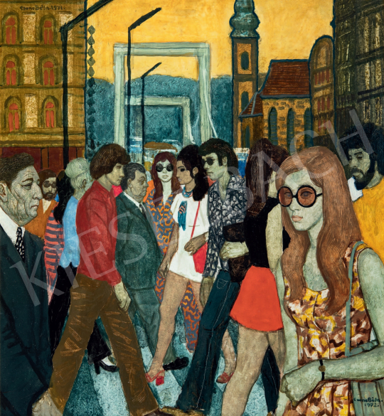  Czene, Béla jr. - On Crosswalk, 1972  painting