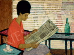  Czene, Béla jr. - Girl Reading a Newspaper in a Café, 1964  