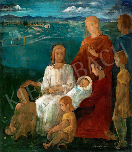  Czene Béla - Krisztus és a gyermekek festménye