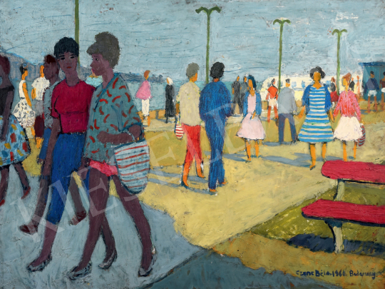  Czene, Béla jr. - Summer Stroll on Pier in Badacsony painting