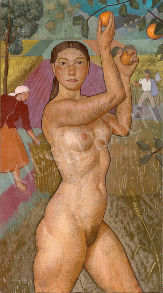  Czene Béla - Nyár (Almaszedő), 1942  festménye