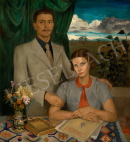  Czene Béla - Kettős portré (A művész és felesége), 1935  