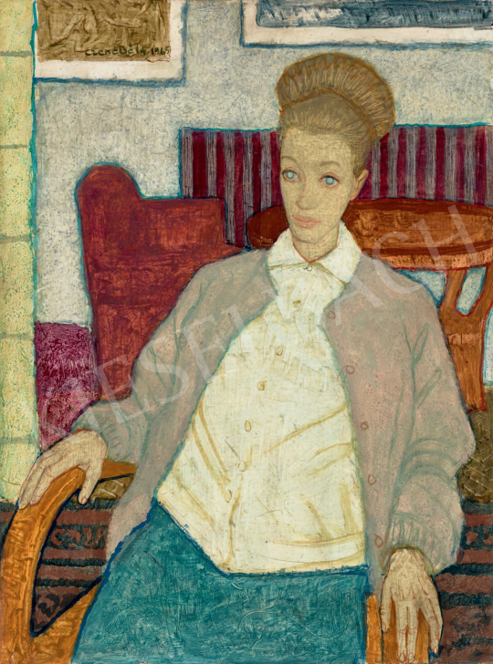  Czene, Béla jr. - Portrait of Pregnant Girl, 1965  painting