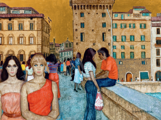  Czene Béla - Firenzei randevú (Híd az Arno felett), 1980  festménye