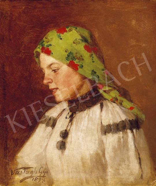 Vastagh, György - Woman in Green Head-Scarf | 5th Auction auction / 223 Lot