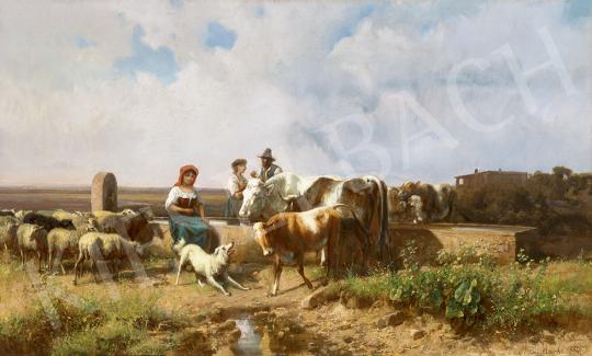 Markó, András - Fountain in the romanan Campagna, 1884 painting