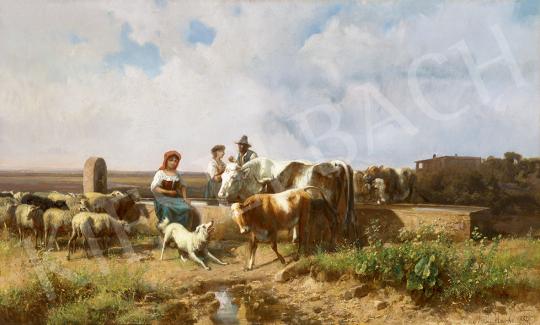 Markó András - Kút a római Campanán, 1884 festménye