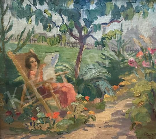 Vitéz Csömöry, István - Lady reading in the summer garden (Siesta) 1935 painting