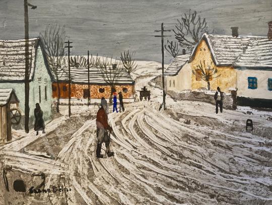  Czene Béla - Téli városkép  festménye