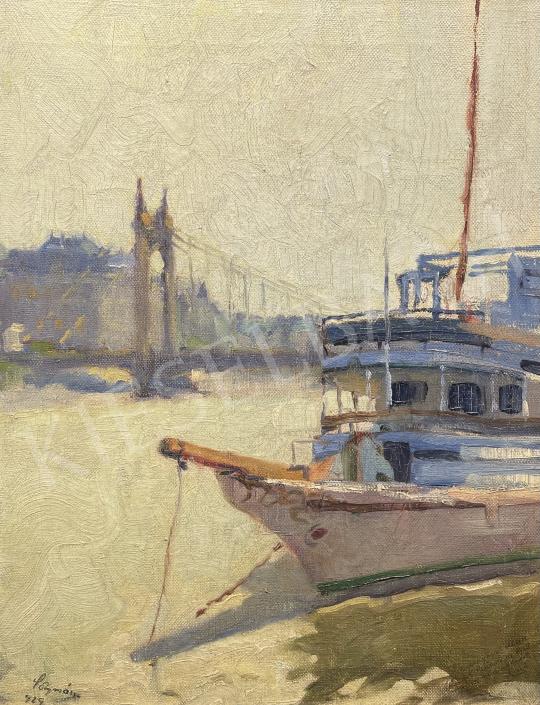 For sale  Solymássy Konrád Viktor  - Budapest (Liberty Bridge, Ship on the Danube) 's painting