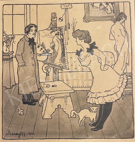 Eladó Ismeretlen festő - Műteremben 1910  festménye