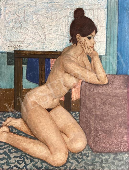 Czene Béla - Női akt műteremben 1972 festménye