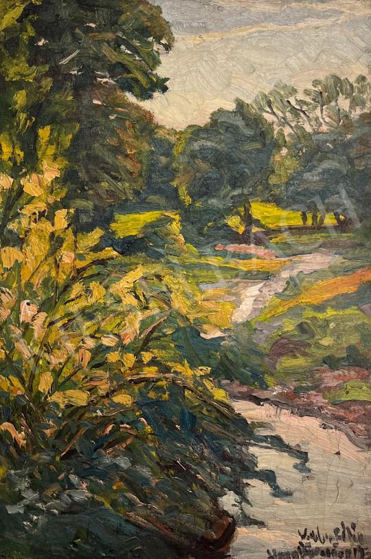 Eladó Widder Félix - Folyóparti táj erdőben 1939 festménye