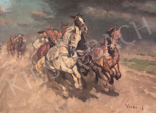 Eladó  Viski János - Vágtató lovasok  festménye